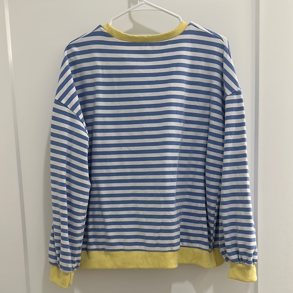 Striped Blue and Yellow Sweatshirt - Picture 2 of 2